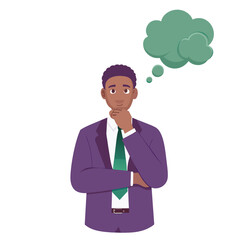 Imagination or creativity concept. Smart businessman thinking with big bubble vector. illustration