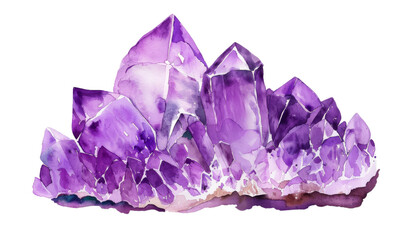 Fototapeta premium A large purple amethyst crystal cluster isolated on a black background.