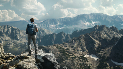 Fototapeta premium Hiker on top of the mountain