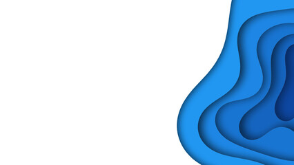 Abstract border in blue color gradation, paper cut style, wavy element for presentation 