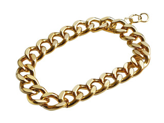 Obraz premium A shiny gold chain bracelet with a classic curb chain design.
