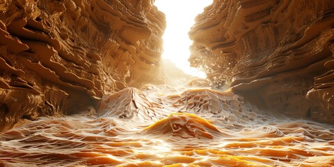 The image is a beautiful landscape of a canyon with a river running through it