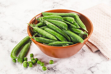 Sweet young green peas heap