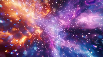 futuristic holographic light rays splashing in colorful fantasy space digital art