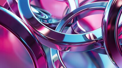 futuristic y2k metallic rings on chrome geometric background abstract 3d illustration