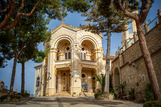 Entrance to the Sanctuary of Our Lady of the Rosary, Hell&iacute;n, Albacete, Castilla la Mancha, Spain, in midday light