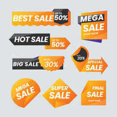 Sale tags collection. Special offer, big sale, discount, best price, mega sale banner set.