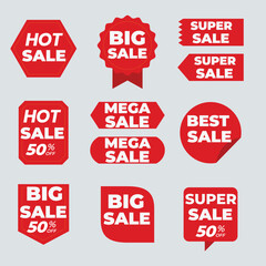 Sale tags collection. Special offer, big sale, discount, best price, mega sale banner set.