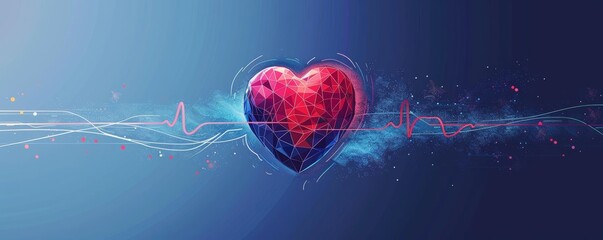 Heartbeat rhythm flat design front view cardiology theme cartoon drawing Analogous Color Scheme