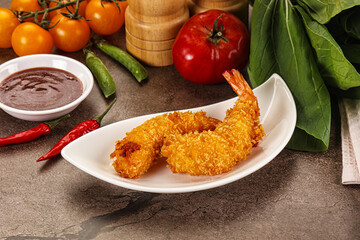 Crispy breaded golden fried prawns