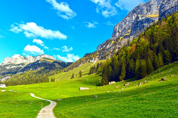 Wanderweg vom Seealpsee nach Wasserauen, Kanton Appenzell Innerrhoden (Schweiz), Kanton Appenzell Innerrhoden (Schweiz)