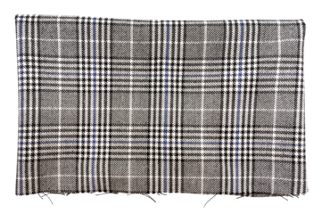 Piece of torn crumpled checkered fabric on a white background. Textile. Cellular tissue isolate