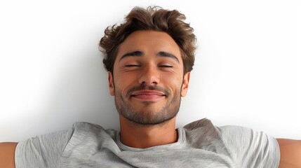 Obraz premium man with his eyes closed and his eyes closed