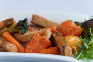 Stewed meat with vegetables and mushrooms