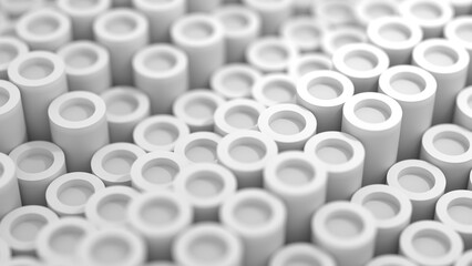 abstract cylinders wave motion 3d illustration. Can be used to reprensent contemporary geometric shapes composition or a minimalist background