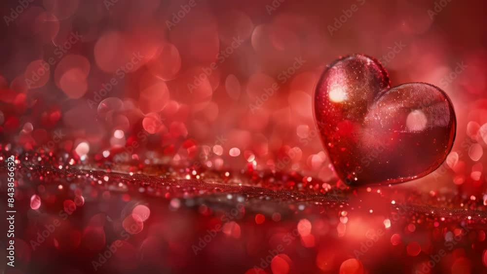 Canvas Prints red heart is on red background with lot of sparkles