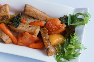 Stewed meat with vegetables and mushrooms
