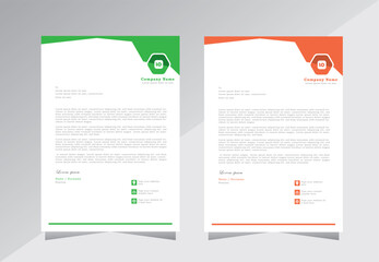 New letterhead template with standard A4 sizes, Green and orange colour letterhead template, Letter head design, 