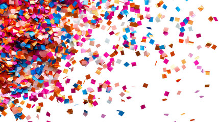 Abstract background with colorful confetti on a black background.