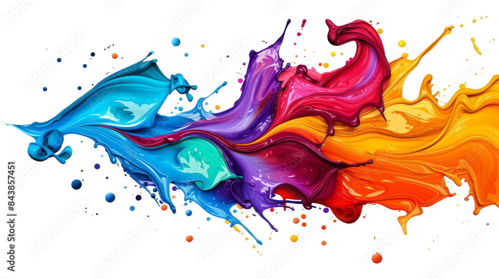Poster abstract colorful paint splatter background with vibrant hues and dynamic movement.