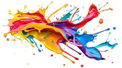Obraz premium Abstract colorful paint splatters isolated on black background. Perfect for design, art, and creative projects.