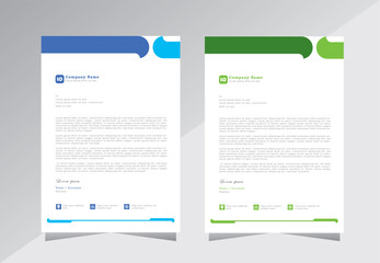 Simple letterhead template with standard A4 sizes, Green and blue colour letterhead template, Letter head design, 
