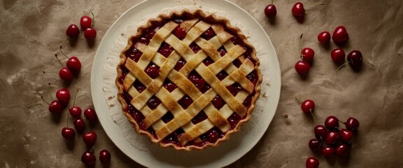 "Overhead view of a golden pie