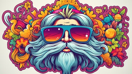 Obraz premium trendy psychedelic sticker in vintage cartoon