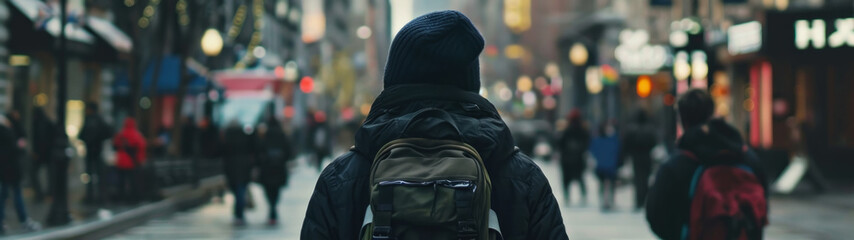 City street, unrecognizable person, rear view