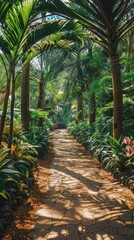 Fototapeta premium Pathway that has many plants and trees on it