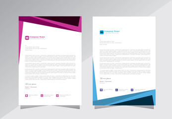 Professional Letterhead Template Set, A4 letterhead, Business letterhead design. corporate modern letterhead design template with purple and blue color,