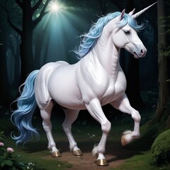  a beautiful unicorn in a magical forest 