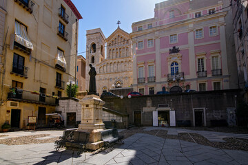 Piazza Carlo Alberto and Palazzo di Citta, Cagliari, Sardinia, Italy