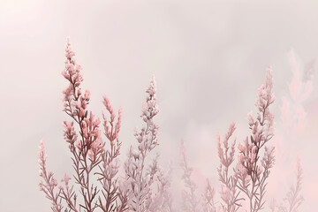 Fototapeta premium Delicate Heather Plant Illustration with Detailed Blossoms and Pastel Colors