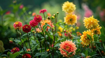Arranging flowers in a garden