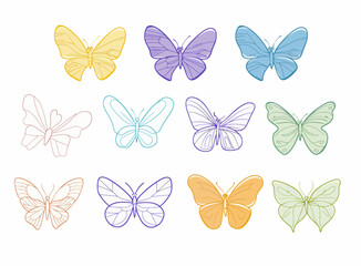 Obraz premium a set of six different colored butterflies