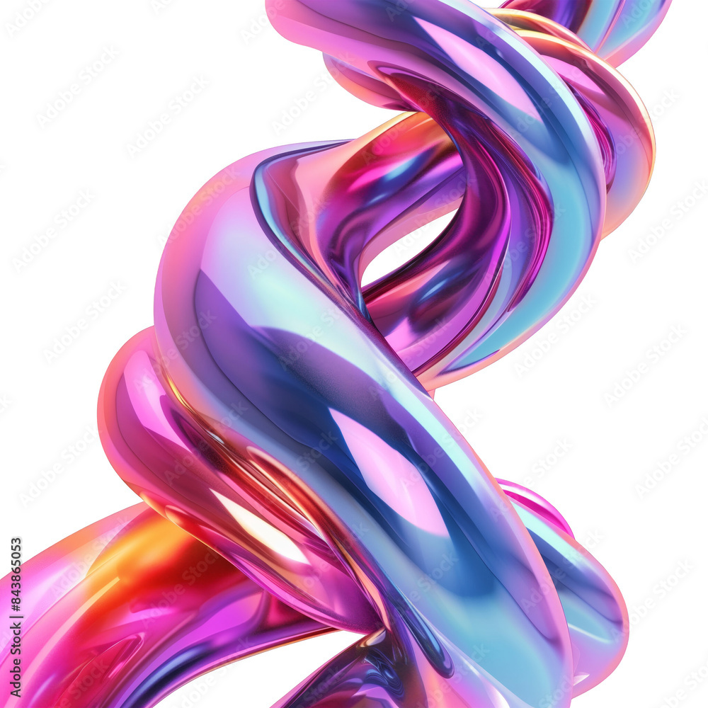 Aufkleber vibrant twisted abstract 3d rendering of intertwined shiny and colorful ribbons