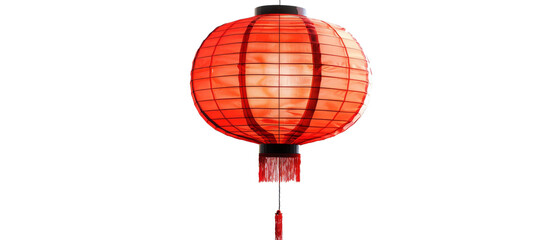 Obraz premium Red paper lantern hanging on black background.