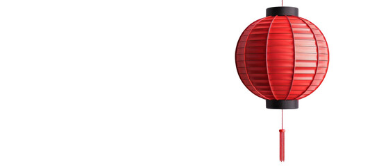 Red paper lantern isolated on black background.