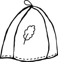 Hand drawn woolen hat for bath or sauna. Bath equipment in sketch style.Simple illustration, logo, icon.