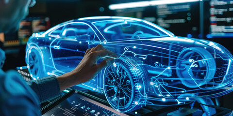 A persons hand using an interactive experience portal, bright, modern futuristic, photorealistic