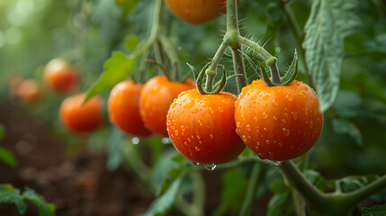 Cherry Tomatoes growing on the farm outdoors