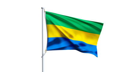 Waving flag of gabon isolated on transparent background.