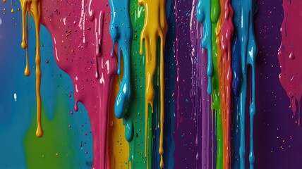 Dripping rainbow slime abstract background (melt).