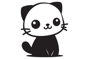 Cat silhouette. Vector in monochrome style on white background.