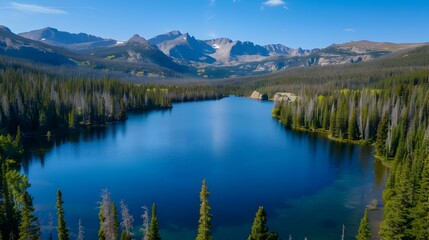 Fototapeta premium Large lake with surrounding forests