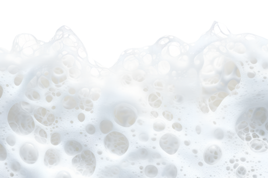 Foam with bubbles background. Soap, shampoo, powder, gel for shave, foam mousse with bubbles template. Foam for hygiene, clean wash. Isolated on transparent background