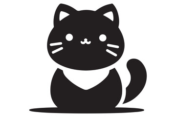 Cat silhouette. Vector in monochrome style on white background.