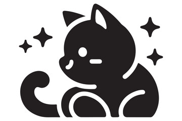 Cat silhouette. Vector in monochrome style on white background.