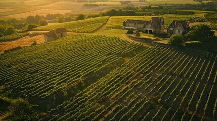 Vineyard with rows of grapevines landscape picture